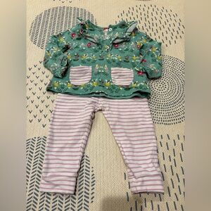 Baby Boden Green Floral and Pink Fairy Striped Set